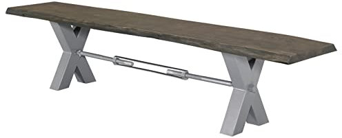 MASSIVMOEBEL24.DE Bank Akazie 180x38x46 grau lackiert Metall Iron Label #141 modern