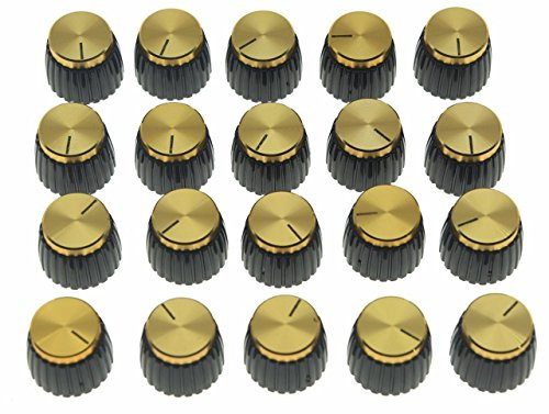 Dopro 20 x Gitarren-Amplifier-Knöpfe, zum Aufstecken, Schwarz mit goldfarbener Kappe für Marshall-Verstärker