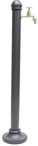 Fontana a colonna in acciaio colore grigio ghisa con rubinetto per casa giardino esterno modello Enna