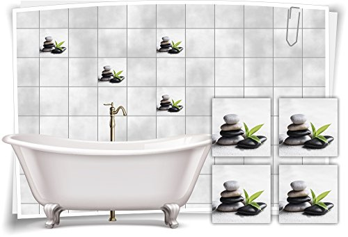 Medianlux Fliesenaufkleber Fliesenbild Zen Steine Bambus Wellness SPA Aufkleber Sticker Deko Bad WC, 15x15cm fp5p156q-74154