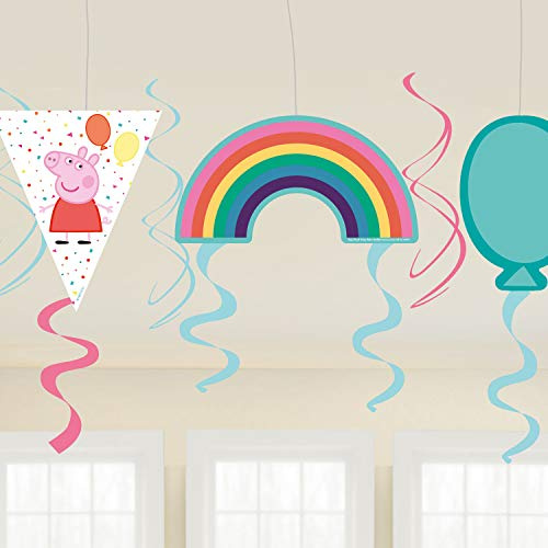Child Peppa Pig Swirl Decorations (6 pk) - Rainbow