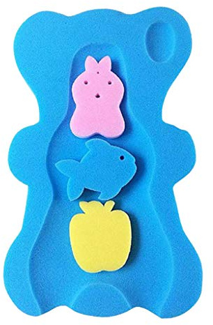 HomeDecTime Bad Schwamm für Baby-Badewanne, Rutschfeste Badematte, Kissen Wanne Schwammmatte - Blau, 49x30x4cm