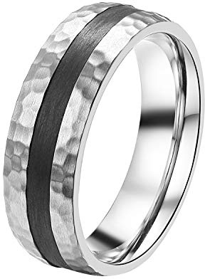 DOOSTI Partnerring/Trauring STRONG chirugischer Edelstahl mit Carbon – inkl. Gratis Gravur
