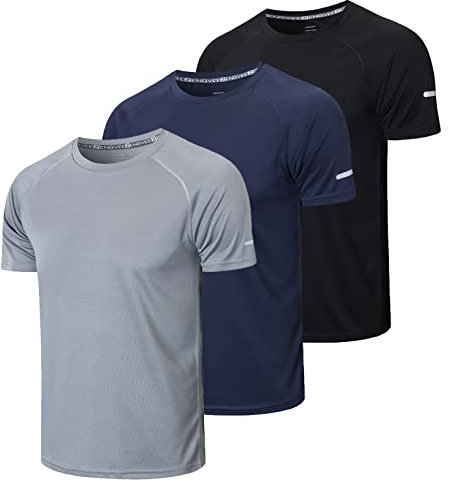 Gaiatiger 3 Pack Mens T-Shirts Quick Dry Running Tops for Men Moisture Wicking Active Athletic Gym Tops Men Short Sleeve T-Shirt(520)-Black Grey Nave-XL