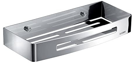Gedy G-Hanoi, Porta Oggetti Doccia Rettangolare, Organizzatore Bagno in Acciaio Inox 304 con Finitura cromata, Design R&S, Misure 4,5x30x12,8 cm e 0,612 kg, 2 Anni di Garanzia