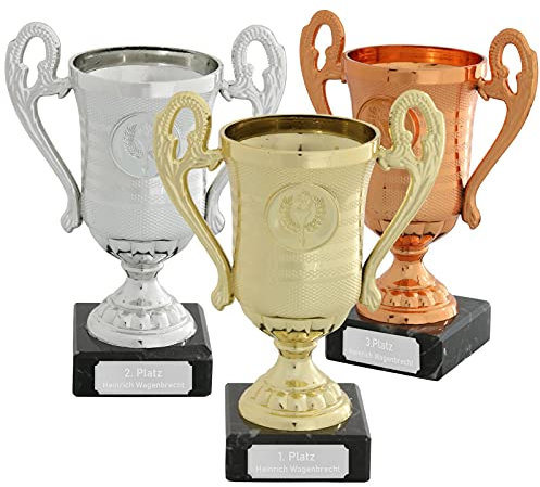 Mini Pokal Gold VANNES Trophäe mit Gravur