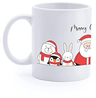 Tazza Natalizia ** MERRY CHRISTMAS ** con personaggi di Natale - Idea regalo per natale ** Ottima qualità** Tazza Natale per il thè