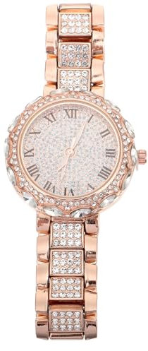 Hemobllo Ladies Watch, Elegant Girl Watch, Luxury Iced Watch, Rhinestone Wristwatch Female Watch, Business Women Watch Girl Watches Girl Presents (Rose Gold)