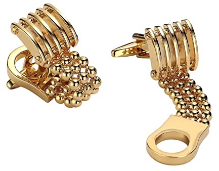 Homxi Manschettenknöpfe Herren Herrenring,Rechteckig Hohl mit Kette Manschettenknöpfe Herren Edelstahl Manschettenknöpfe Vintage Gold
