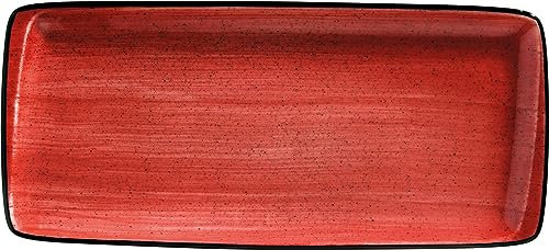 Bonna 2x Aura Passion Moove 34x16cm 2,5cm hoch Rot Creme Porzellan APSMOV35DT Servierplatten Speiseteller Essteller Geschirr