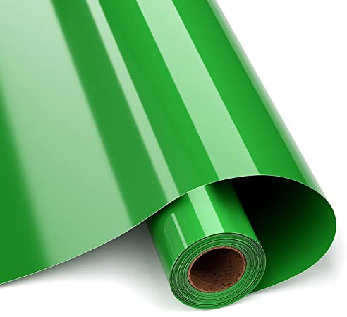 HKC HTV Flexfolie plotter textil, 30 x 8 cm, textilfolie för plotter och ogräs stryka på värmeöverföring vinyl, används i gör-det-själv-kläder och andra tyger (grön)