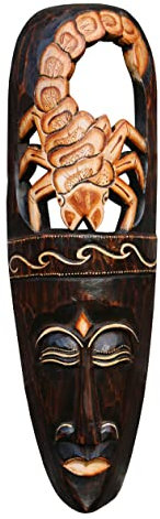 Wogeka - Maschera da parete Scorpione da 50 cm – in stile etnico Africa in legno come idea regalo per Natale compleanno decorazione – realizzato a mano da Bali Maske94