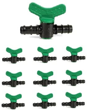 Magazzini GM VALVOLA, Raccordi per Sistema di irrigazione Tubo Ala gocciolante,disponibili anche Manicotto,Tee,Picchetto,Tappo,Gomito,Gancio,Presa a Staffa, per Tubi da 16mm (10,Valvole)