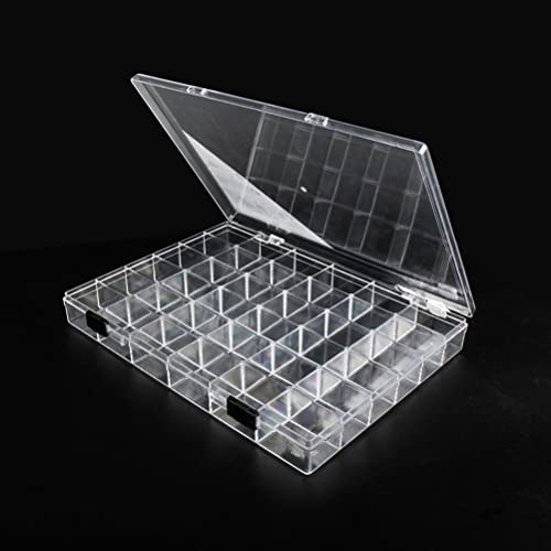 Chemlliy 36 Grids Clear Plastic Organizer Box, Craft Storage Container for Beads Organizer, Art DIY, Crafts Jewelry Storage, Fishing Tackles, Rock Collection, 1 Pack