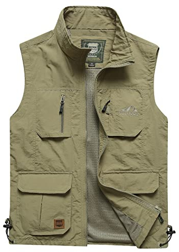 Yukirtiq Herren Outdoor Weste Freizeitweste Schnelltrocknend Angelweste Atmungsaktive Funktionsweste Werkzeugweste Fotografie Ärmellos Fischerjacke