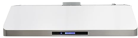 DUURA Elite Range Hood Under Cabinet Installation with Exhaust Duct, Touchscreen LED Lights 4-Speed Fan with Remote Control and Dishwasher Safe Filter, 48-Inch, Metallic