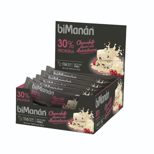 biManán beFIT Barrita Proteína Chocolate Blanco con Arándanos, Para Tonificar Tu Masa Muscular - Expositor 20 unidades