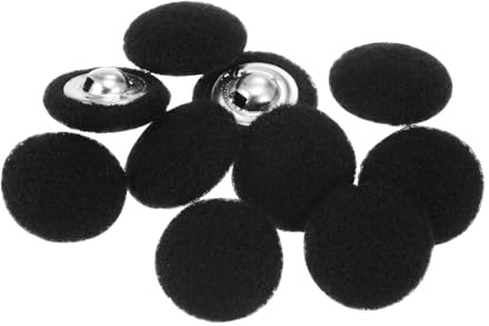sourcing map 10pcs 24L Fabric Cloth Covered Button 15mm Metal Shank Round Sewing Buttons for Suits Dress Blouses, Black