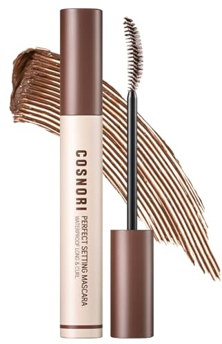 COSNORI Perfect Waterproof Mascara Long&Curl 02 Cozy Brown - langanhaltende, wischfeste Wimperntusche, lange Wimpern, starke Fixierung, Seidenaminosäuren, Hyaluronsäure, Panthenol, 6,8 ml (7 ml)