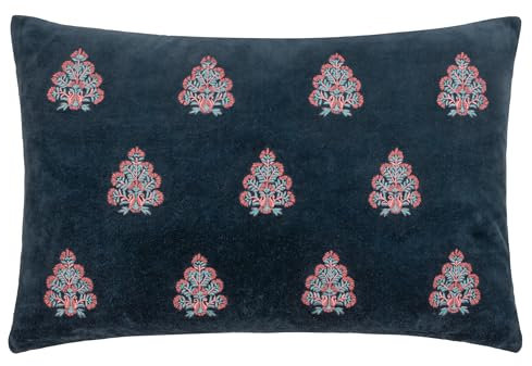 Paoletti Rennes Embroidered Feather Filled Cushion, Navy