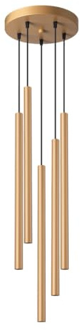 SOLLUX lighting Hängelampe Pendelleuchte Hängeleuchte Deckenlampe Lampe Decke Stahl 5 Flammig 19,5 x 19,5 x 104 cm Pastelo