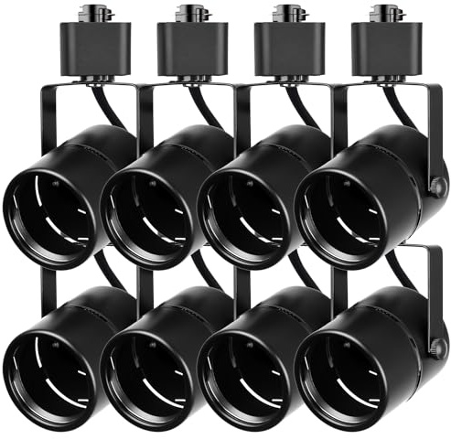 AOAXL Track Lighting Heads H Type 3-Wire Single Circuit, GU10 Base Adapter Replaceable Supporting 2inch Bulb (Bulb NOT Included) for Kitchen Dining Room Wall Art Exhibition, 8 Pack