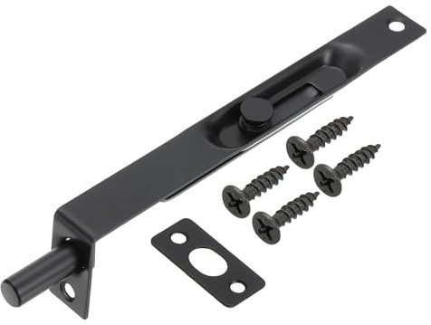 PATIKIL Perno de Retención 6 x 0.71 Cerradura de Puerta Francesa Negro | de Acero Inoxidable Deslizante Oculta Doble Pestillo, para Puerta Doble de Madera Compuesta