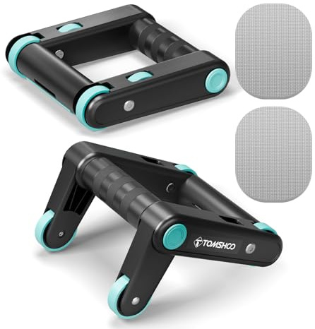TOMSHOO 2 In 1 Push-up Stand, Core Exercise Support Handle, Abs Wheel, Multi-function Fitness Equipment for Men, Women, Beginners, Home, Gym