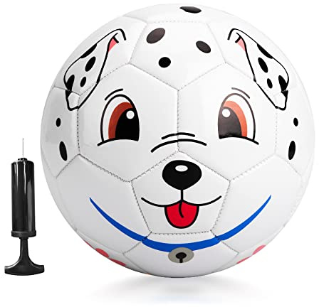 U&C Planet Größe 3 Fußball Kleinkinder Spotted Dog Fußball mit Pumpe 3-8 Jahre im Freien Sport Training Kinder kleine Fußbälle für Kinder Spielen Spielzeug Ball Ideal für Innen- und Außenbereich