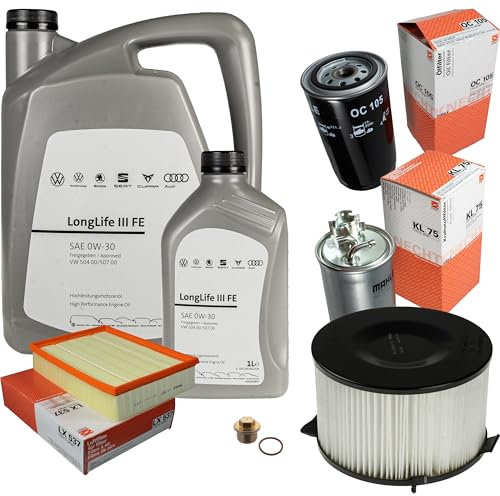 Inspektionspaket Wartungspaket Filterset mit 6 L 0W-30 Motoröl LongLife 3 FE, Ölfilter Luftfilter Kraftstofffilter Innenraumfilter Ölablassschraube