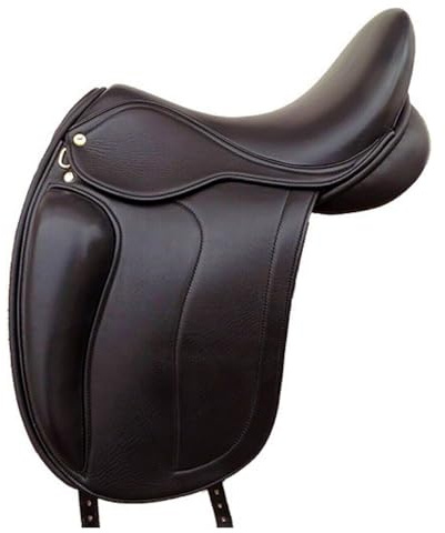Sazaar Tack English Dressage ST-017 - Sella per cavallo Softie in pelle bovina con rivestimento completo, 33 cm a 48,3 cm, colore: nero