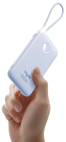 VIYISI Slim Batterie Externe 10000mAh Légère avec Câble USB C Intégré 20W | PD QC 22,5W Power Bank Charge Rapide pour Vacances Trajets Quotidiens Compatible avec iPhone 16 15 Samsung S24 S23 S22 - Bleu