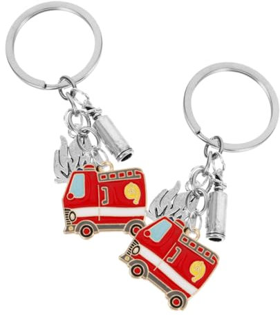 VALICLUD 2stücke Feuerwehr Schlüsselanhänger Metallanhänger Dekorativ Mit Feuerwehr-thema Feine Verarbeitung Robuster Schlüsselhalter Geschenk Feuerwehrmänner Autos Taschen Charm
