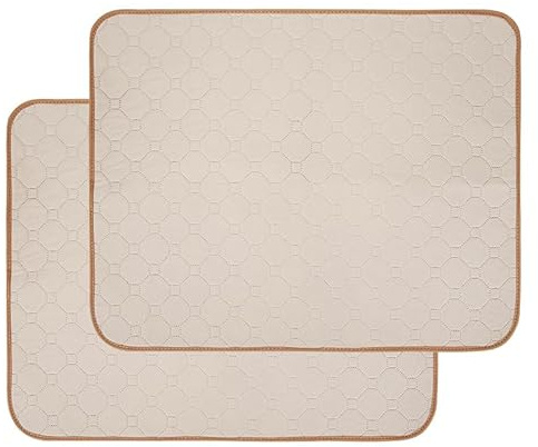 FANSU 2 Stück Welpen Unterlagen, Wiederverwendbare PIPI Matten für Hunde,Solide Farbe Inkontinenzunterlage Waschbar, Welpenunterlage für Welpen, Alte, oder Inkontinente Hunde (50X70cm,Beige)