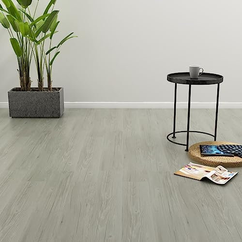 ShGaxin PVC Laminat Dielen Selbstklebend, Fliesenfolie, Laminatboden, Küchenrückwand Folie, Bodenbelag Selbstklebend, Wandverkleidung, Deckenpaneele, 4,46 m² 3 mm Grau