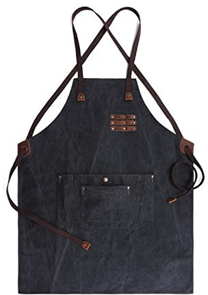 BFNDSSEOU Work Apron Tools Apron Tool Apron, Woodworking Apron washed Canvas Work Apron Heavy Duty Work Apron with Pockets for Wood Working Welding(Black)