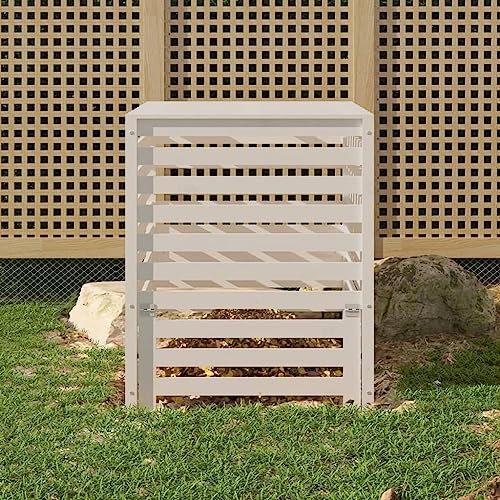 Générique Composteur Blanc 82,5x82,5x99,5 cm Bois Massif de pin,Composteurs,20KG-823816