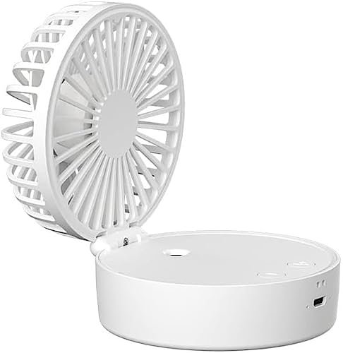 XFZJCHAP Mini Ventilateur sur Pied 3 en 1, Rotation de 110° vers Le Haut et vers Le Bas, humidificateur hydratant de 19 ML, Lampe Couleur, Ventilateur Personnel pour Les Sorties/Sports Silencieux