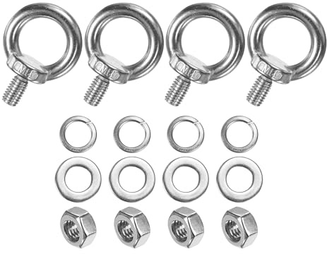 M METERXITY 4 Jeux De Boulons À œil En Acier Inoxydable M8x14mm Boulon À œil D'épaulement Pour Levage Avec Écrous Rondelles Filetage Mâle Anneau Boulons À œil D'épaulement Longueur 0.55 Pouce
