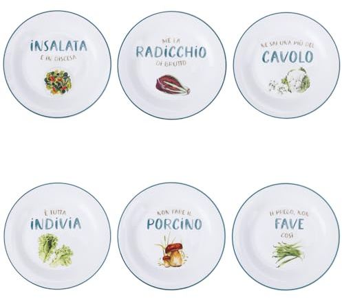 Set 6 Piatto contorno 19 cm in porcellana new bone China, Le Travisate