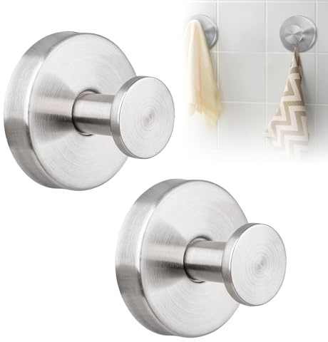 Ganci a Ventosa Super Resistenti, Ganci Ventosa Bagno, 2 Pezzi, Argento | Supportano Fino a 5 kg, Impermeabile, Resistenti all'Umidità e alla Ruggine