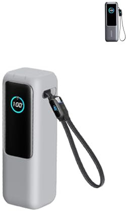 Schutzhülle für Anker Zolo Laptop Powerbank (25.000 mAh 165 W), weiches Silikon, schützend, tragbar, kratzfest, stoßfest, mit Lanyard, Grau