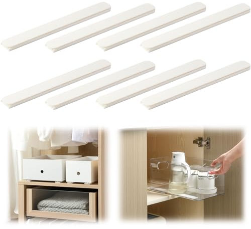 Stonivislyt Lot de 8 glissières adhésives silencieuses en Plastique pour armoires,Coulisse tiroir,Rail tiroir Coulissant,glissiere pour tiroir, tiroirs, boîtes, classeurs, poubelles,26 cm de Long