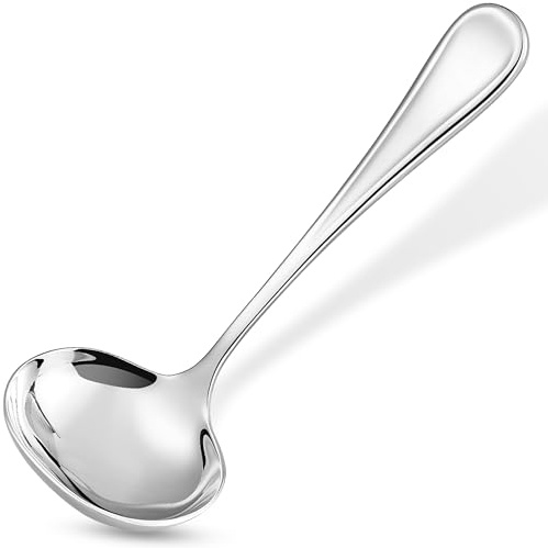 KEAWELL Premium 7.1 Verona Gravy Ladle, 18/10 Stainless Steel, Heavy-Duty with Deep Bowl, High-Polished Finish, Ergonomic Handle for Smooth Pouring, Dishwasher Safe (1, 7.1 Gravy Ladle)