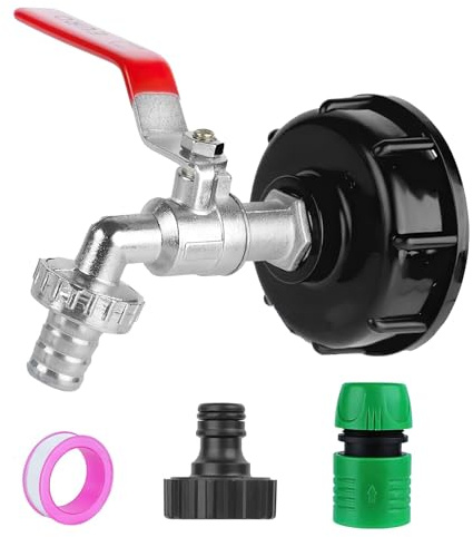 1/2 Adaptador de Tanque IBC, Duradero, Resistente a la Corrosión, Grifo Aleación para Jardín, con Conectar de Pezón Roscado, para Depósito Latón Agua de 1000 litros
