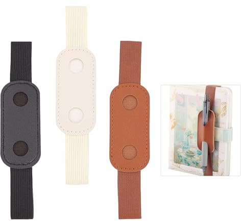 REKUA 3 PCE PU Leather Pen Holder for Notebook, Pen Sleeve with Elastic Band Adjustable Pen Pouch for Journals Steel Pen Protection Pen Loop for Notebook Organizer Notebook and Pen Loop Holder