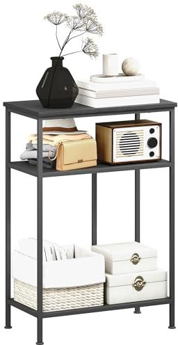 HOMCOM Mobile Consolle con 3 Ripiani, Tavolo Consolle Ingresso con Struttura in Metallo e Legno per Soggiorno e Corridoio, 55x30x81 cm, Nero