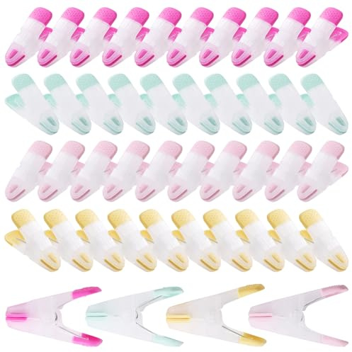 40Pcs Clothes Pegs, Washing Line Pegs Non Slip Laundry Pegs Laundry Clips | Rubber-Padded Tips, Strong Grip, for Indoor or Outdoor Drying, Suitable for Garden, Paper, Pictures, Snack Bags