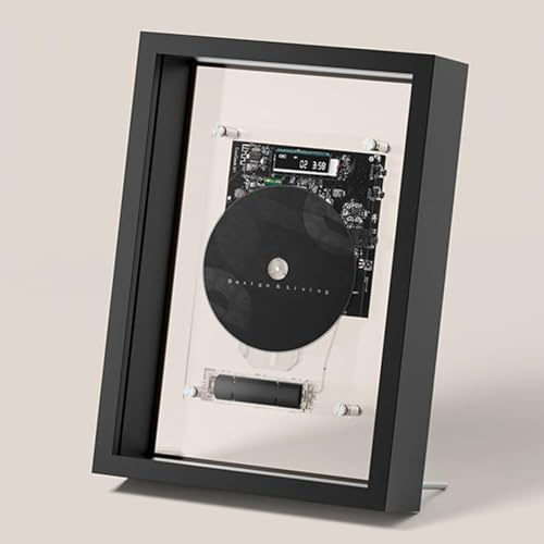 Music Frame CD Player, Wall Mountable Music Decorative Photo Frame, With Remote Control/5.0 Bluetooth/3.5mm AUX Output, Without Speakers, for Home Corridor Office Wall Decor (Black)