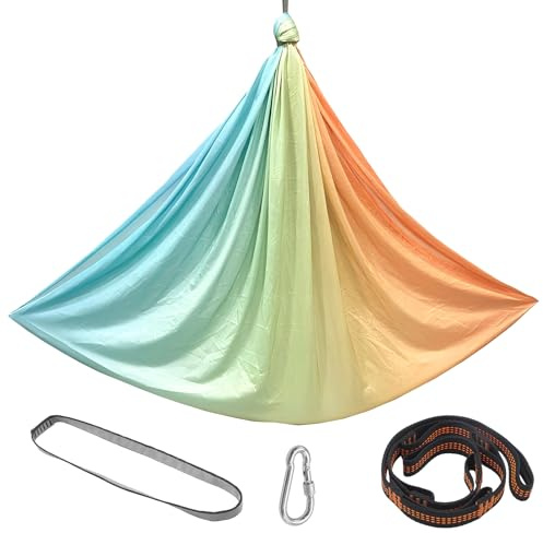 MospdyGear Hängematte, Hellorange, 150 cm × 280 cm, Schaukelzubehör, Geeignet für zu Hause, Innen und Außenbereich ein Vielseitiges Aerial-Yoga-Set (Hellorange)